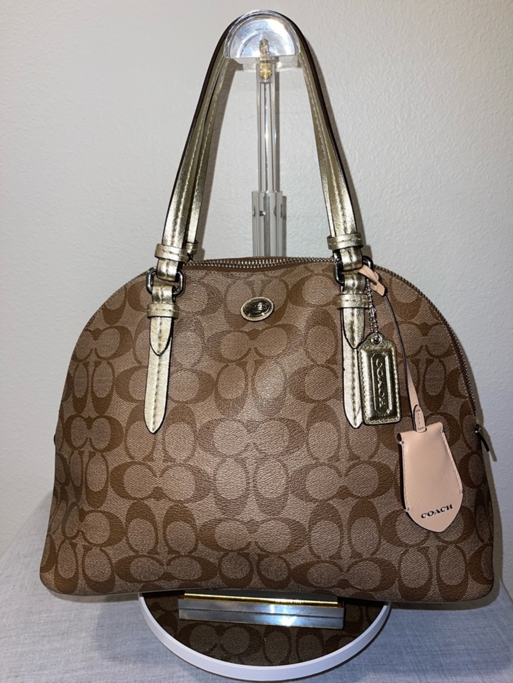 Coach Peyton Signature Dome Satchel with Metallic Gold Handles. SOLD